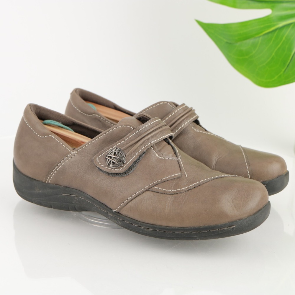 Earth Womens Savin Loafers Size 9 D Brown Leather Comfort Flat Shoe Adjustable